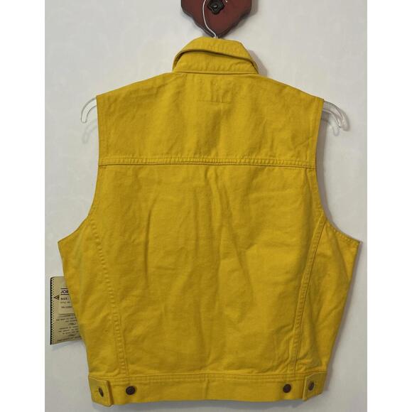 Vintage Original Jordache Yellow Medium Button-Up Logo Denim Vest NEW! M1188 - Picture 7 of 8